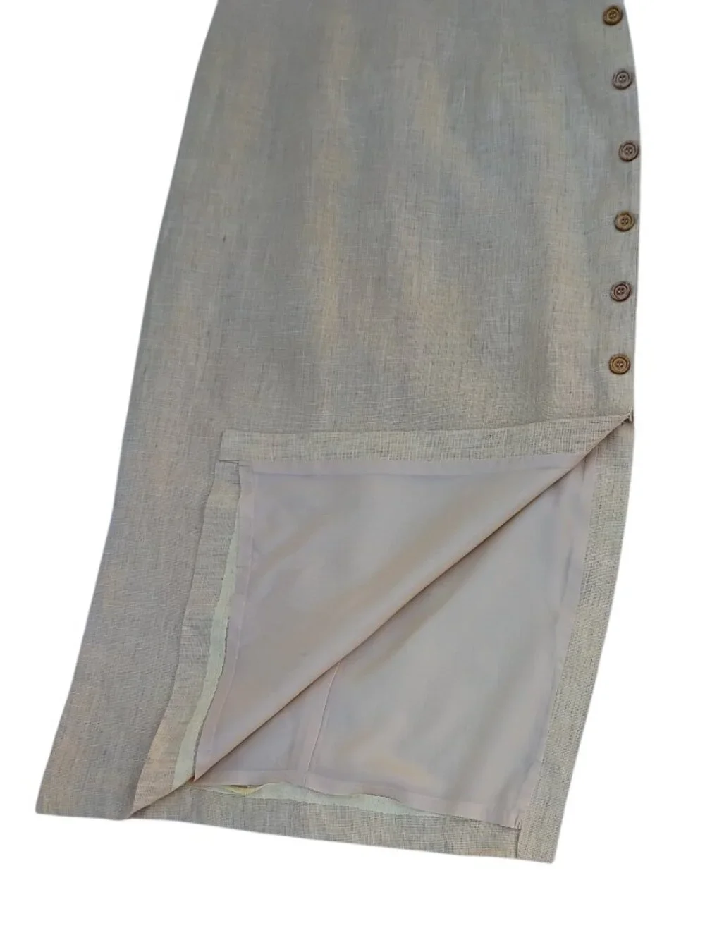 Talbots vintage wheat color linen lined maxi dress sz 6 - Picture 8 of 14
